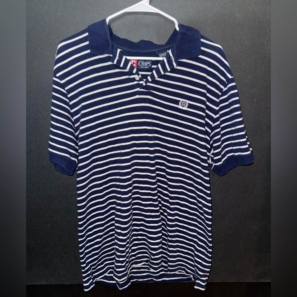 Chaps Polo Shirt with Navy and White Stripes